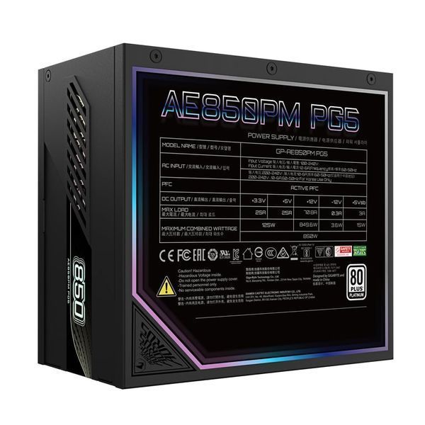 Блок живлення Gigabyte AE850PM PG5 850W Black (GP-AE850PM PG5) 1346767 фото