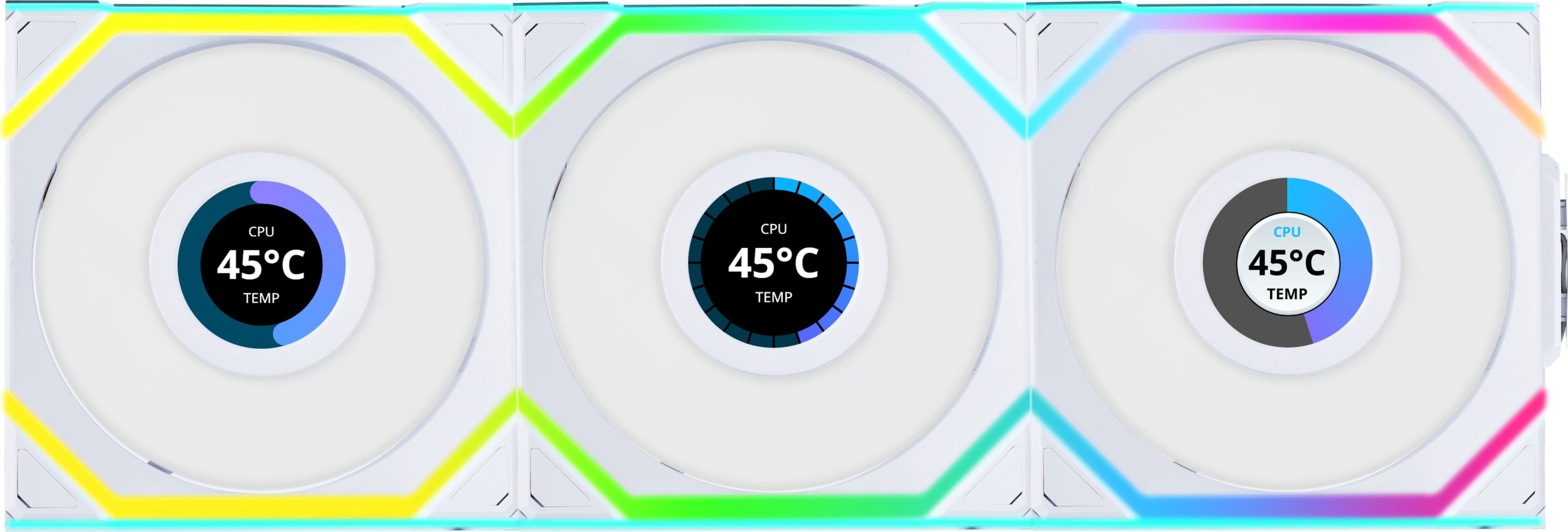 Фото Вентилятор Lian Li Uni Fan SL Wireless LCD 120 White 3-pack (12SLLCD1W3W)
