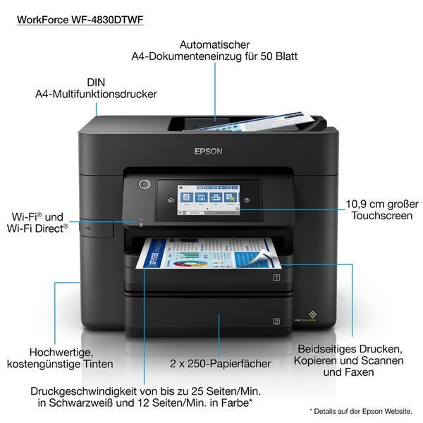 БФП Epson WorkForce Pro WF-4830DTWF (C11CJ05402) 1402442 фото