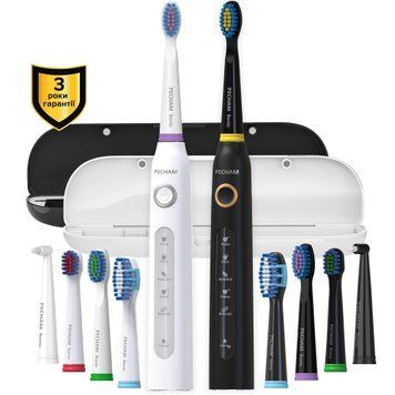 Набор из 2-х электрических зубных щеток Pecham Black and White Travel Set PC-084 1481688ua фото