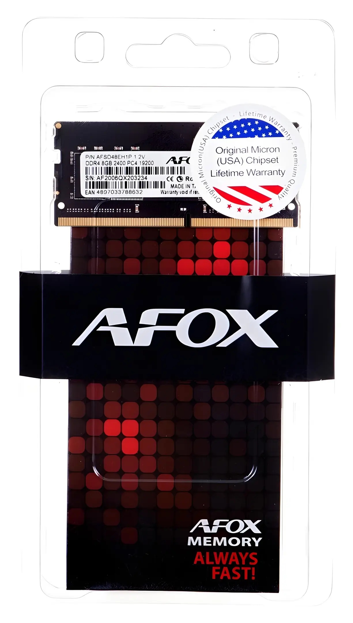 фото Пам'ять для ноутбуків Afox 8 GB SO-DIMM DDR4 2400 MHz (AFSD48EH1P) 1