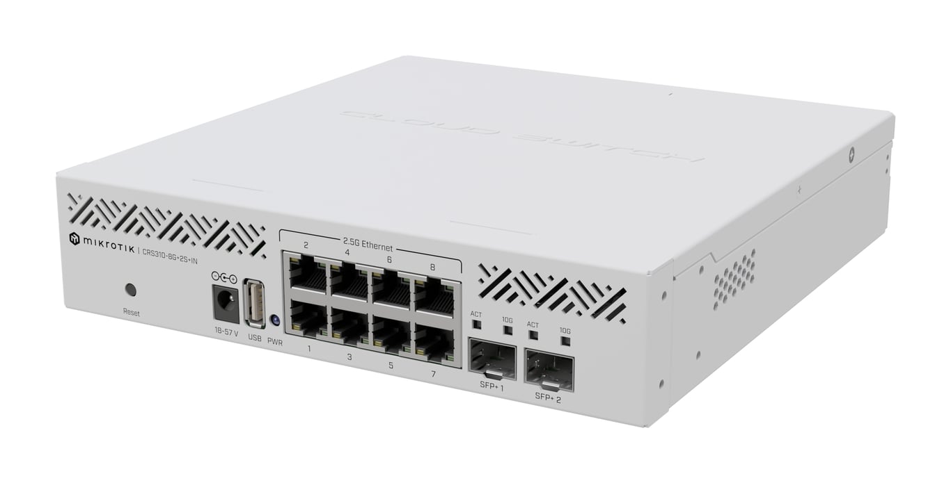 Фото Комутатор керований рівня 3 Mikrotik CRS310-8G+2S+IN
