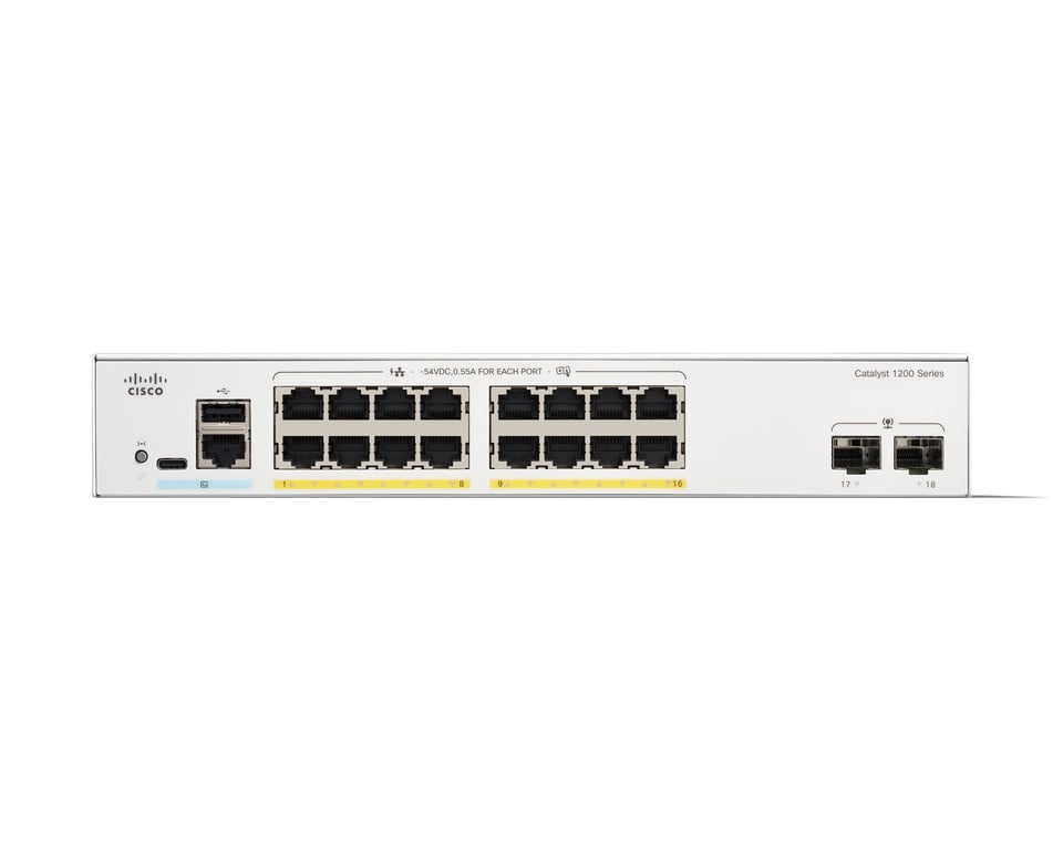 Фото Комутатор керований рівня 2 Cisco Catalyst 1200 (C1200-16P-2G)