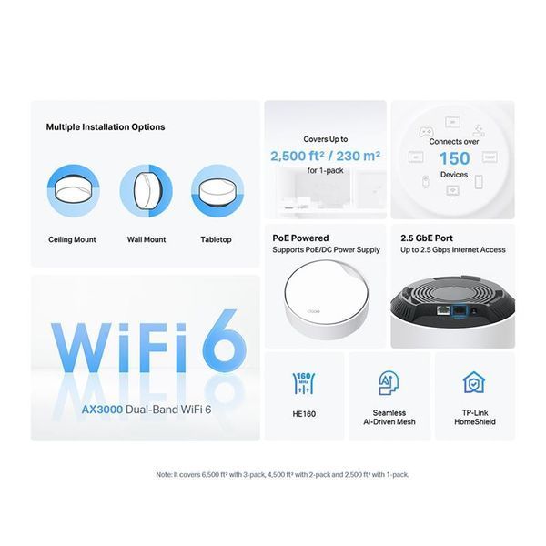 Mesh-система TP-Link Deco X50 PoE 1-Pack 1480349ua фото