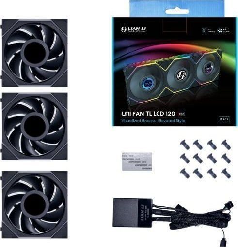 Вентилятор Lian Li Uni Fan TL LCD 120 Black 3-Pack (G99.12TLLCD3B.00) 1421013 фото