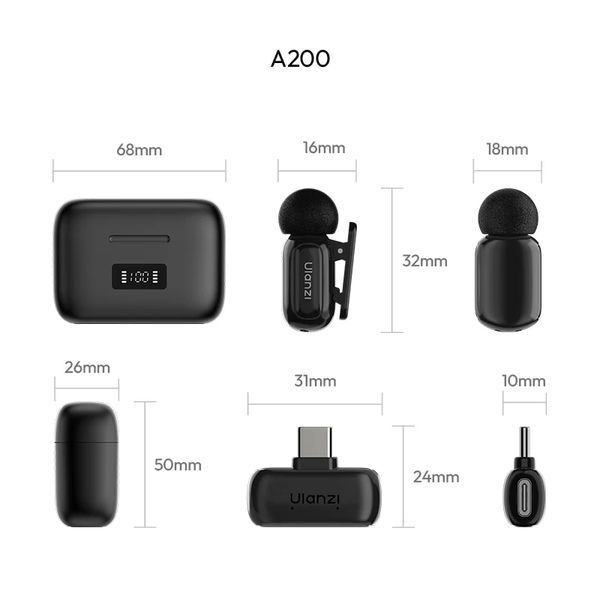 Мікрофонна радіосистема для камери, для смартфона Ulanzi A200 Mini Mic (A046) 1474480ua фото