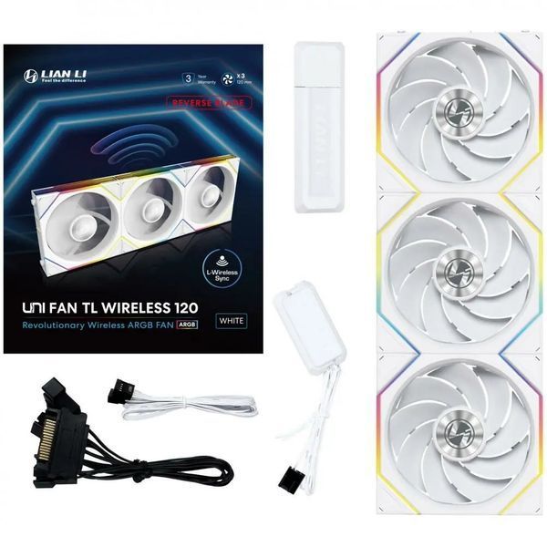 Вентилятор Lian Li Uni Fan TL120 Reverse Blade Wireless 3-pack White (12RTL1W3W) 1441611 фото