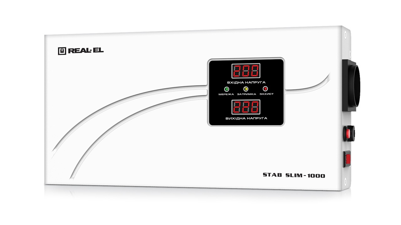 Фото Стабілізатор напруги Real-El Stab Slim-1000 White (EL122400007)