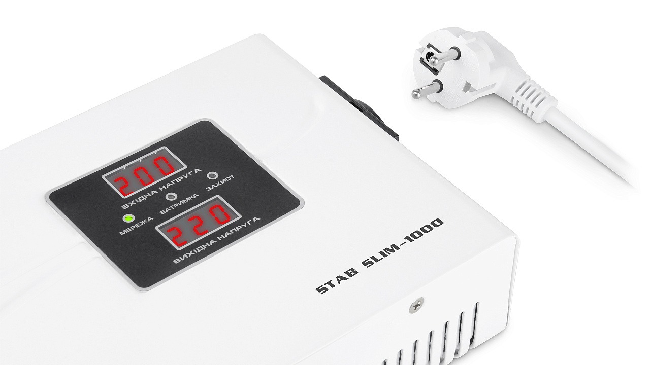Фото Стабілізатор напруги Real-El Stab Slim-1000 White (EL122400007)