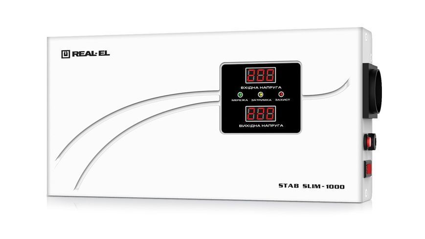 Стабілізатор напруги Real-El Stab Slim-1000 White (EL122400007) 1441039ua фото