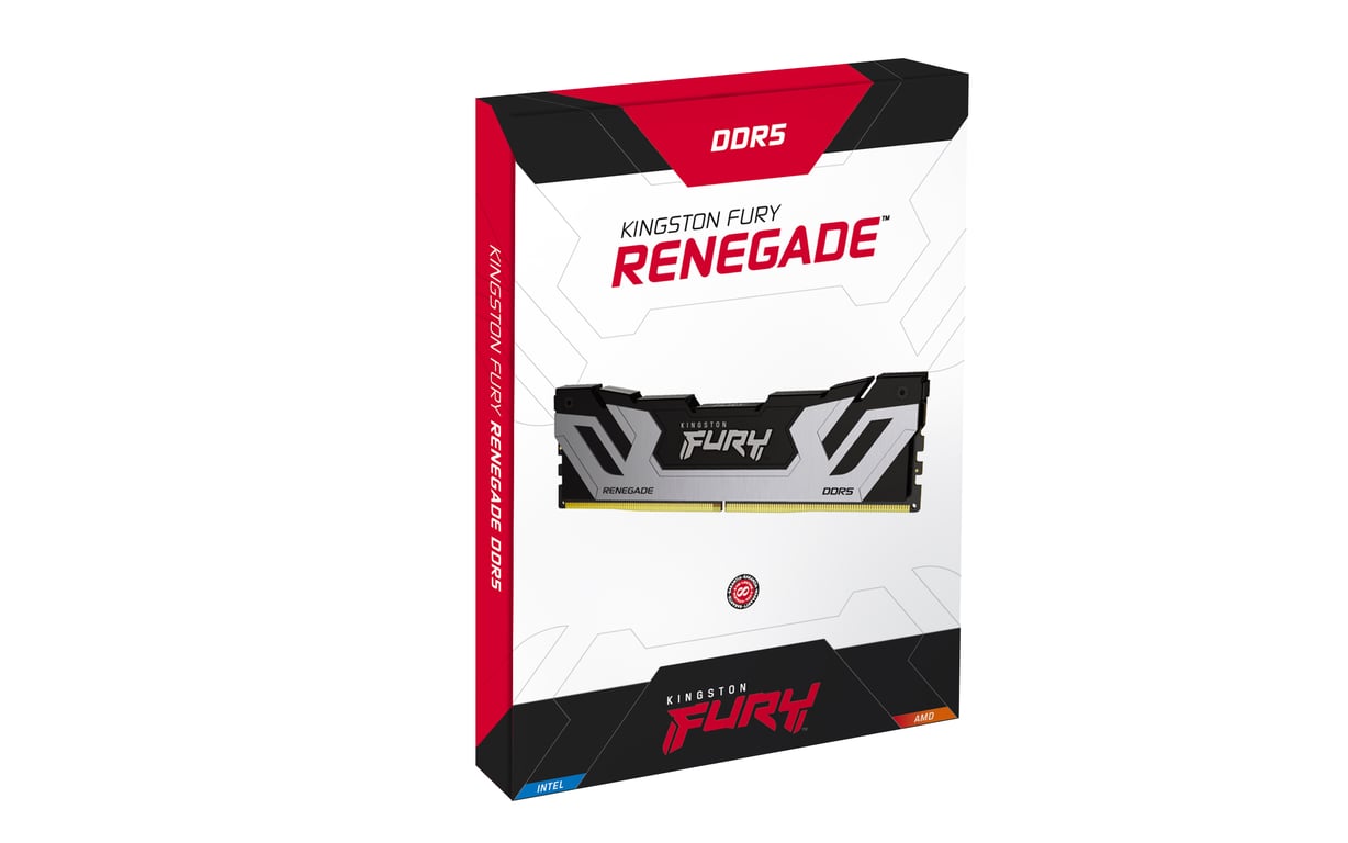 Фото Пам'ять для настільних комп'ютерів Kingston Fury 48 GB (2x24GB) CUDIMM DDR5 8400 MHz Renegade Silver/Black (KF584CU40RSK2-48)