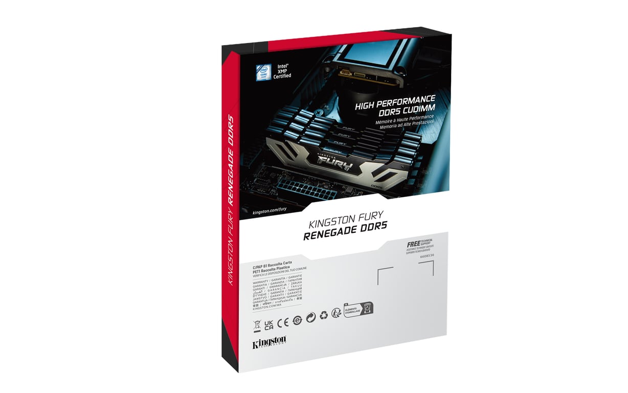 Фото Пам'ять для настільних комп'ютерів Kingston Fury 48 GB (2x24GB) CUDIMM DDR5 8400 MHz Renegade Silver/Black (KF584CU40RSK2-48)