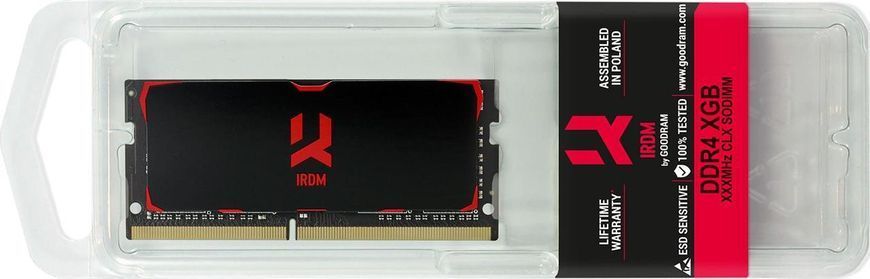 Пам'ять для ноутбуків Goodram 16 GB SO-DIMM DDR4 3200MHz IRDM Black (IR-3200S464L16A/16G) 1383957 фото
