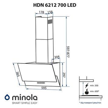 Витяжка похила Minola HDN 6212 BL 700 LED 1474873ua фото