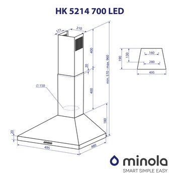 Витяжка купольна Minola HK 5214 BL 700 LED 1474819ua фото