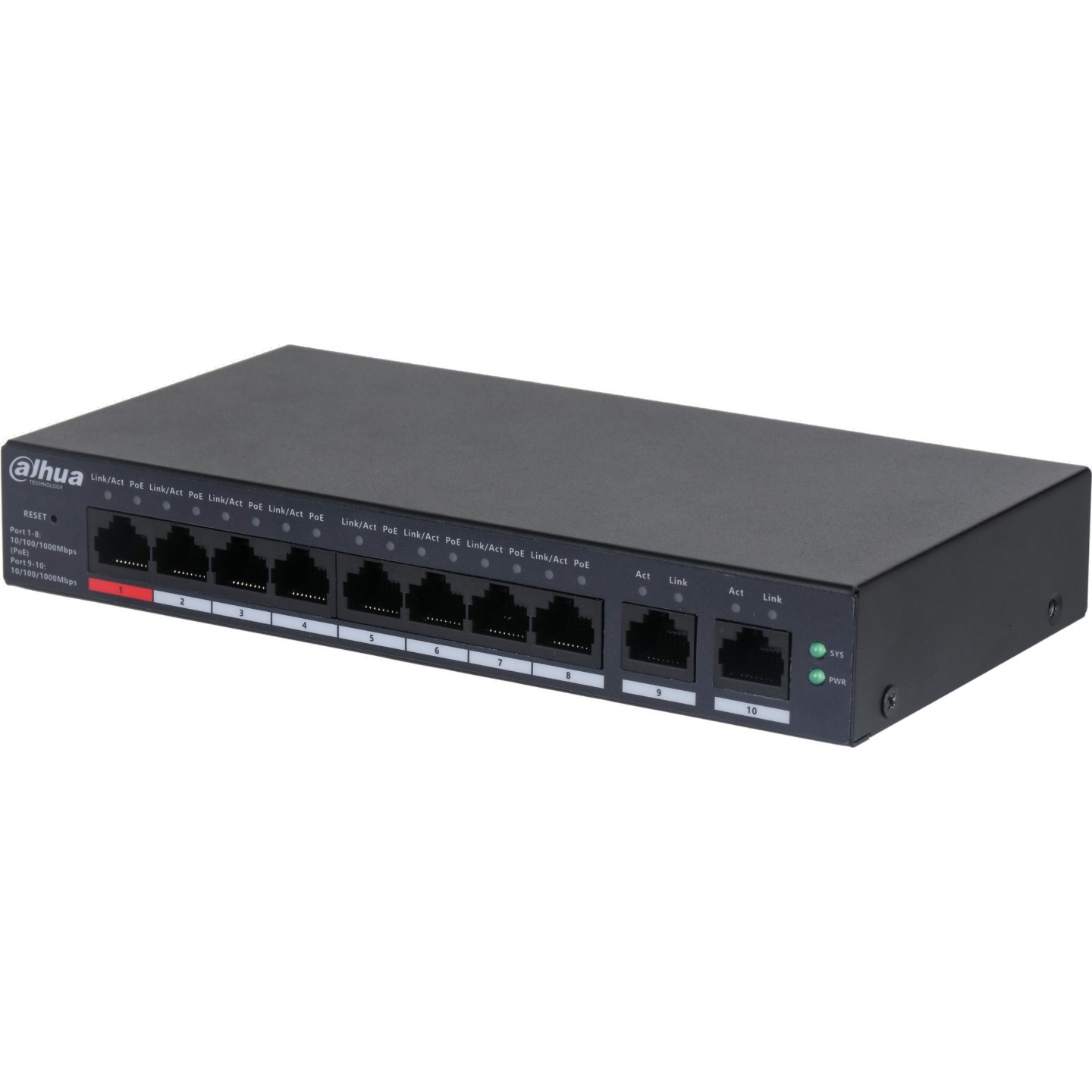 Фото Комутатор керований рівня 2 Dahua Technology DH-CS4010-8GT-110