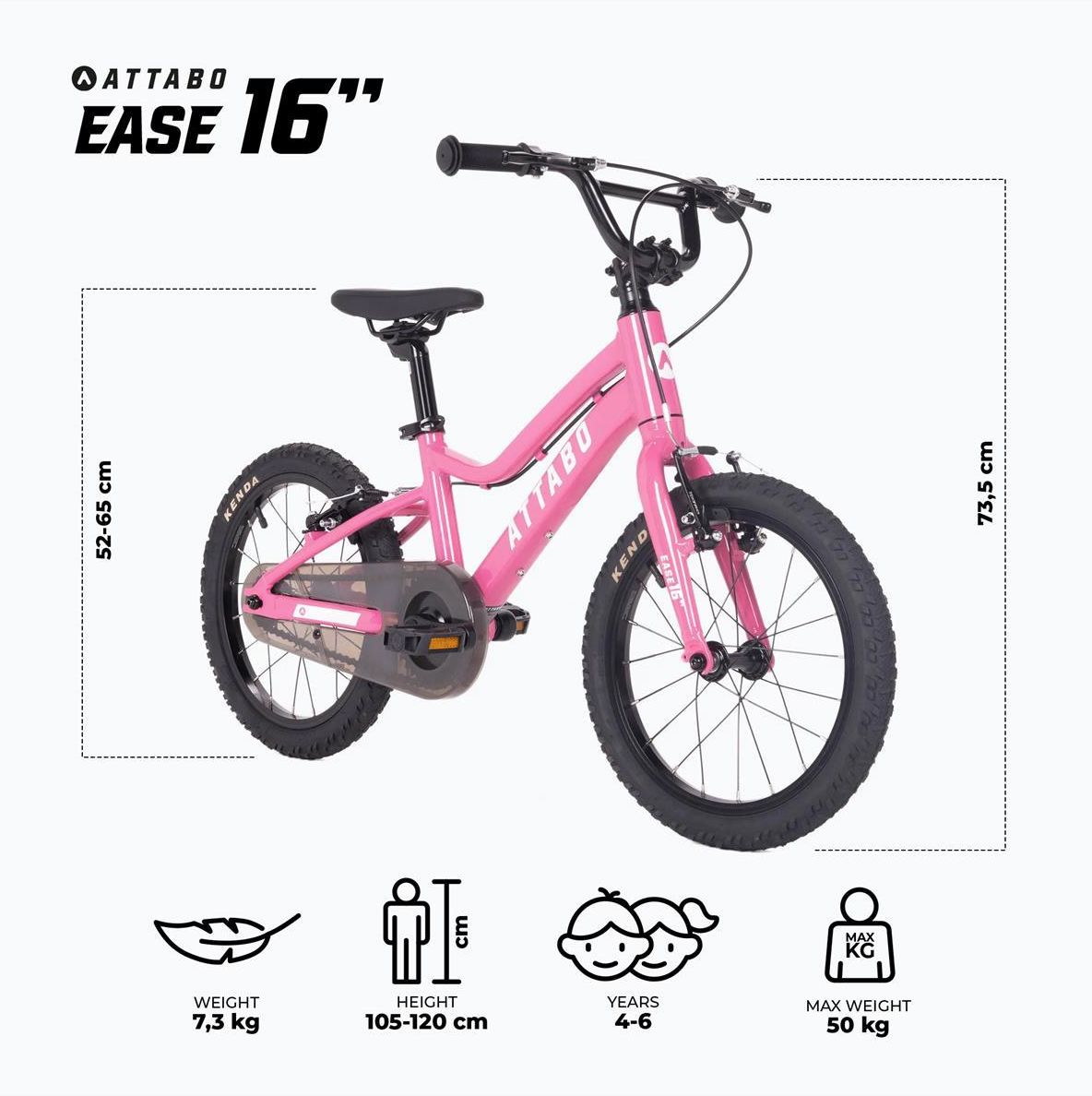 фото Детский двухколесный велосипед Attabo Ease 16 Pink 2