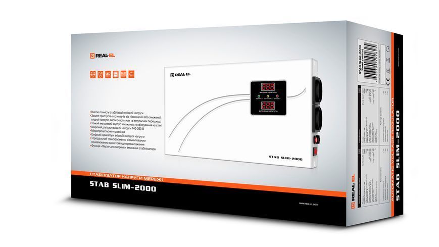 Стабилизатор напряжения Real-El STAB SLIM-2000 White (EL122400008) 1441040ua фото