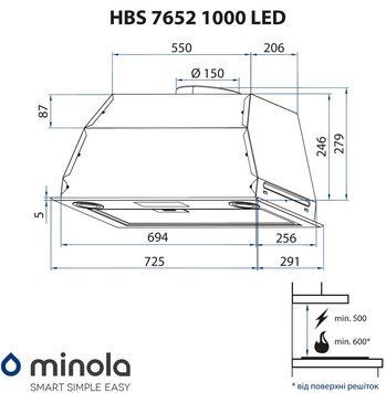 Витяжка вбудована Minola HBS 7652 BL 1000 LED 1474809ua фото