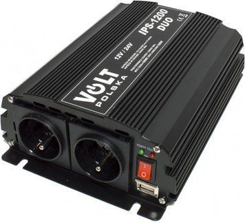Перетворювач (інвертор) DC-AC Volt Polska IPS 1200 Duo 12/24V/230V 600/1200W (3IPS912249) 1463842 фото
