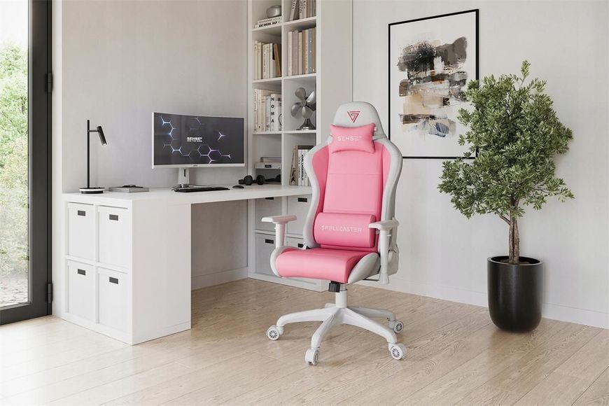 Комп'ютерне крісло для геймера Sense7 Spellcaster Fuku PU Pink/White 1461521 фото