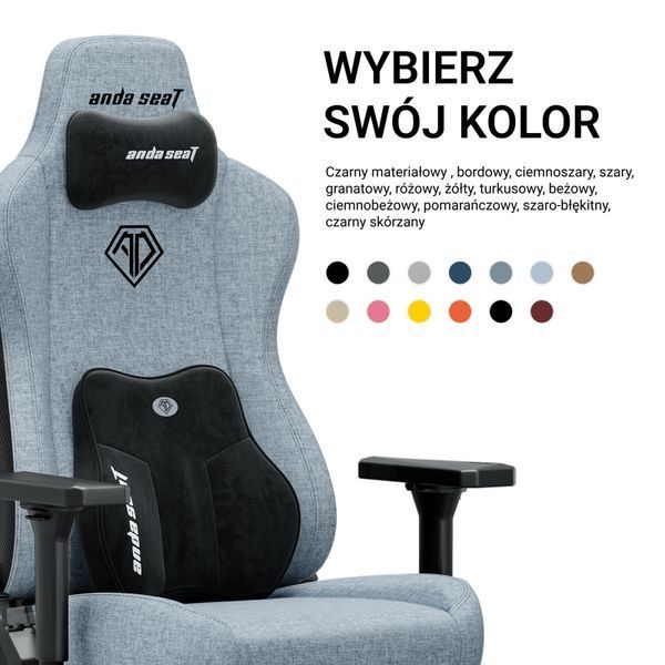 Компьютерное кресло для геймера Anda Seat Kaiser 3E XL Fabric Gray Blue (AD23YC-XL-09-T-CF-T01) 1366604 фото