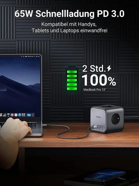 Сетевой фильтр-удлинитель Ugreen CD268 DigiNest Cube 65W Grey (60113) 1474339ua фото