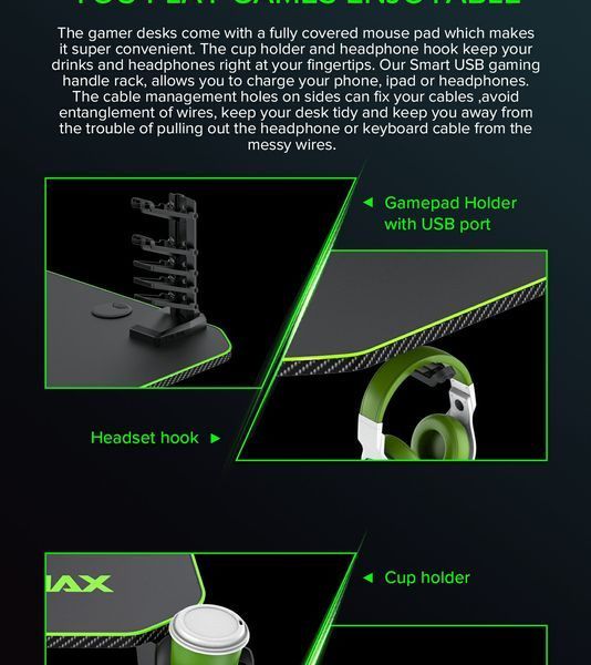 Геймерський ігровий стіл GameMax D140 Carbon 1474981ua фото