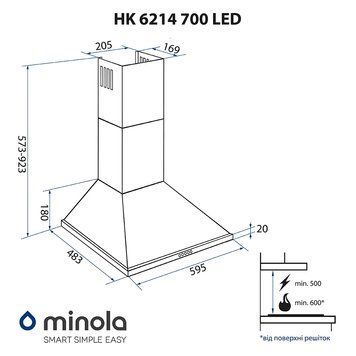 Витяжка купольна Minola HK 6214 BL 700 LED 1474820ua фото