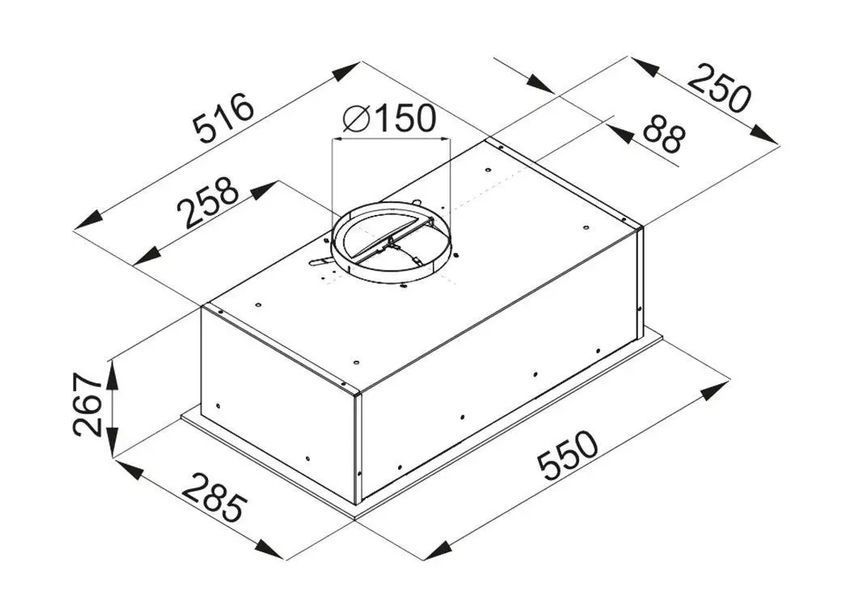 Витяжка вбудована VDB Top-Box Glass 60 Black 1353888 фото